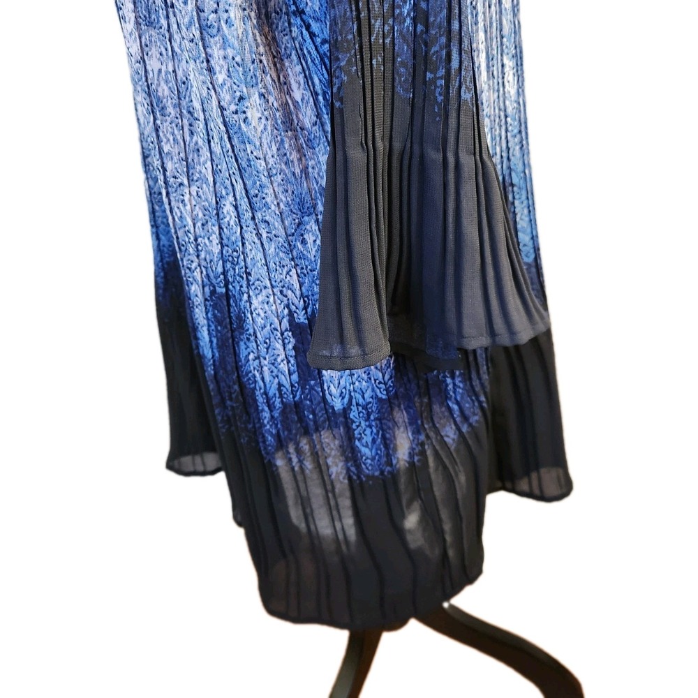 Catherines Womens Accordion Pleat Tunic Size 2X Blue Print Flare Sleeve Boho Top - Picture 8 of 16
